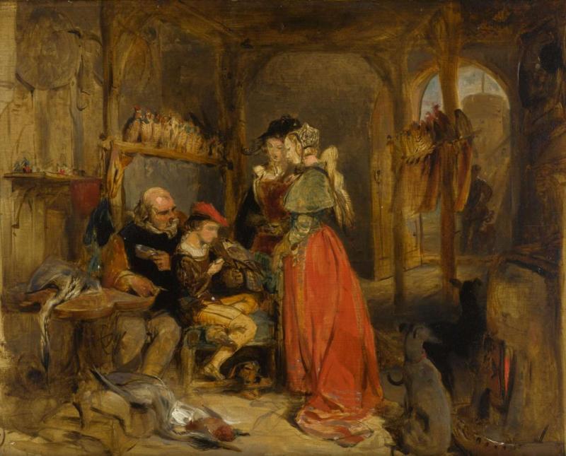 A Visit To The Falconer's Artwork by Edwin Henry Landseer
