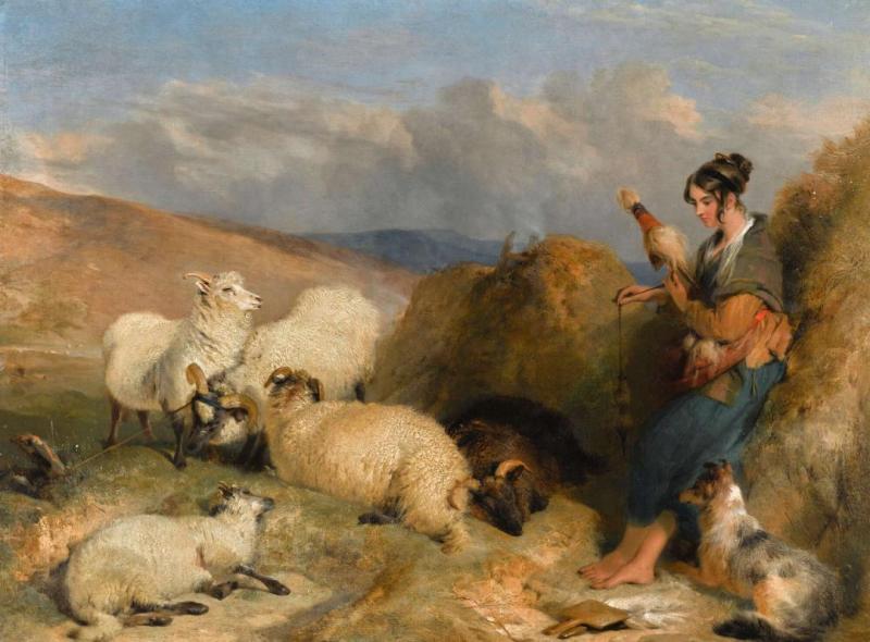 Lassie Herding Sheep Artwork by Edwin Henry Landseer