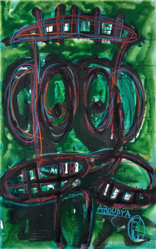 Tete 10 (green Head) Artwork by Aboudia