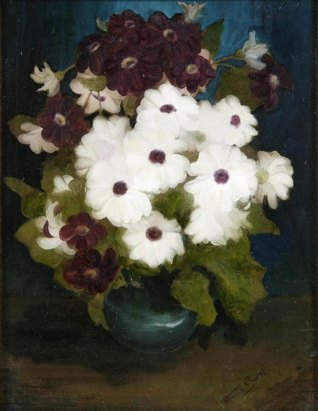 A Still Life Of Purple And White Blooms Artwork by James Stuart Park