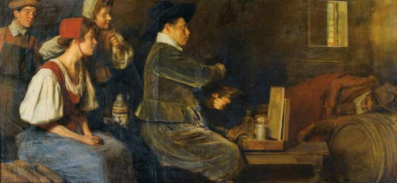 Selfportrait Of The Artist In His Studio Artwork by Roman Ribera Cirera