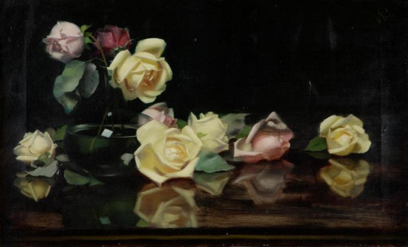 Pink And Yellow Roses, 1888 Artwork by James Stuart Park