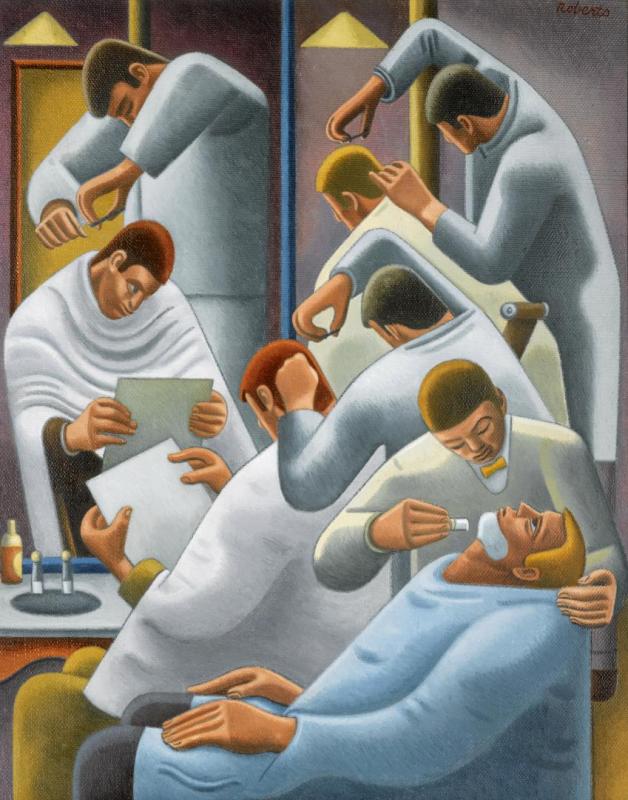 The Barber's Shop, 1946 Artwork by William Roberts