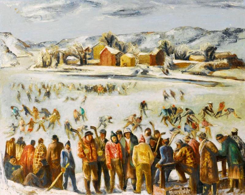 Hockey, Winter Sports, 1939 Artwork by Bror Julius Olsson Nordfeldt