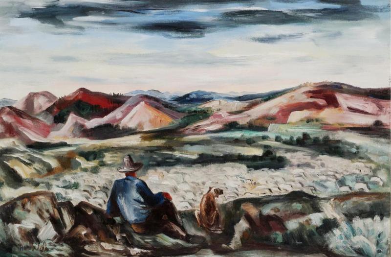 Shepherd And Dog, 1937 Artwork by Bror Julius Olsson Nordfeldt