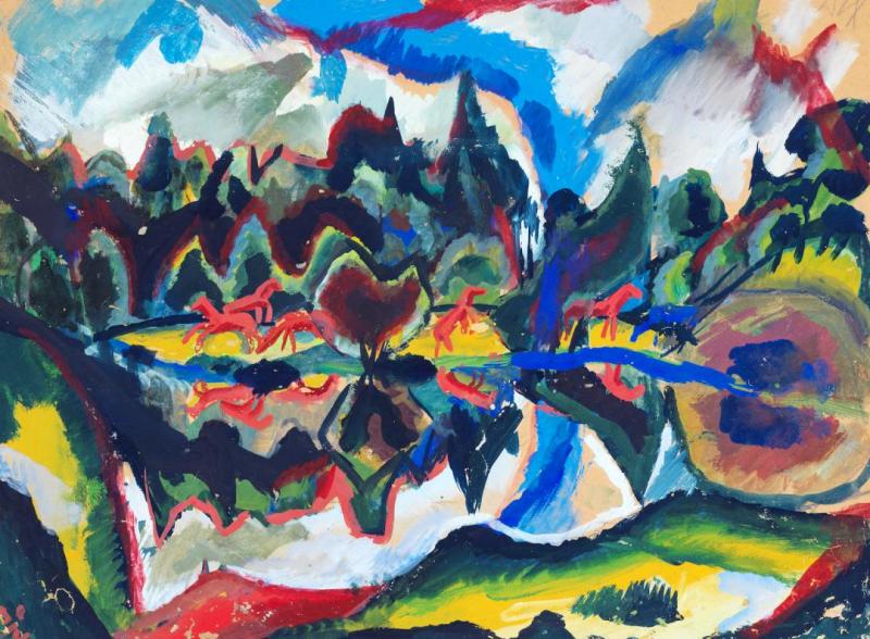 Landschaft Mit Pferden, 1915 Artwork by Otto Dix