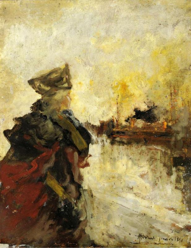 L'attesa, 1890 Artwork by Pompeo Mariani