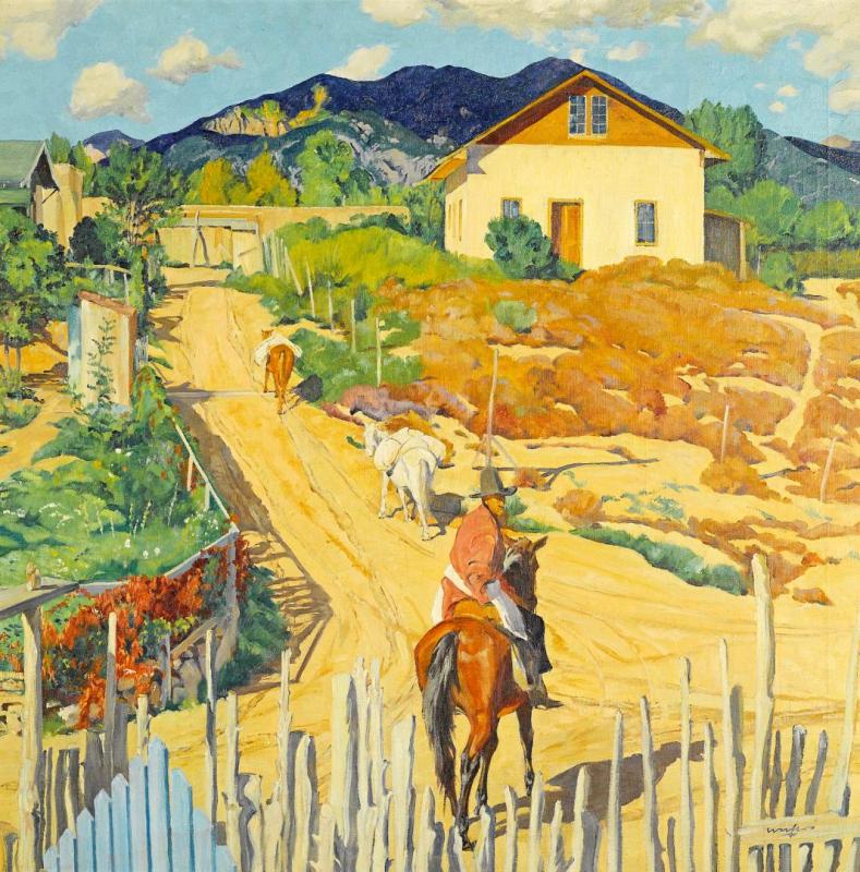 House On A Hill Artwork by Walter Ufer