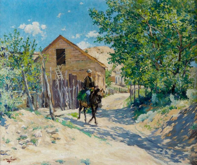 Lone Rider In Old Santa Fe Artwork by Walter Ufer