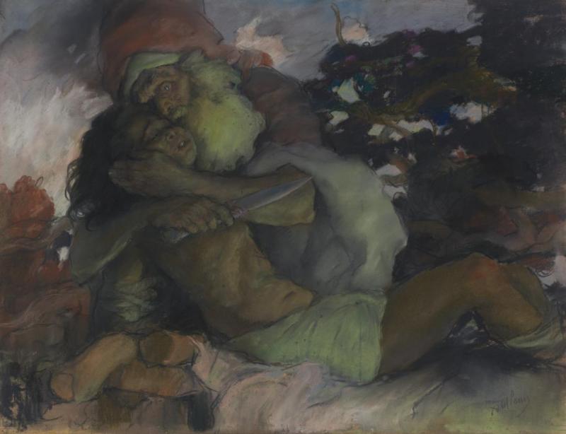 And Abraham Stretched Forth His Hand, And Took The Knife To Slay His Son Artwork by Abel Pann