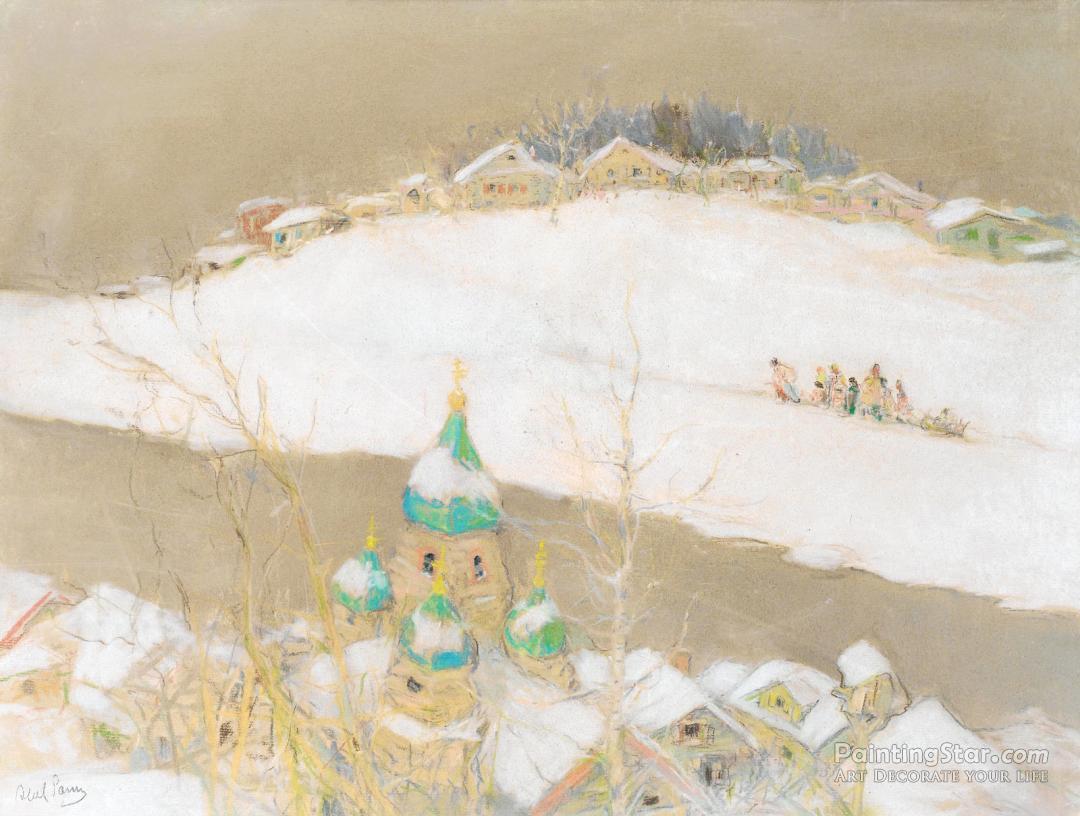 Russian Landscape In Winter Artwork by Abel Pann