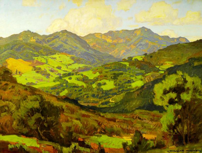 Converging Fields (mountains Of Malibu) Artwork by William Wendt