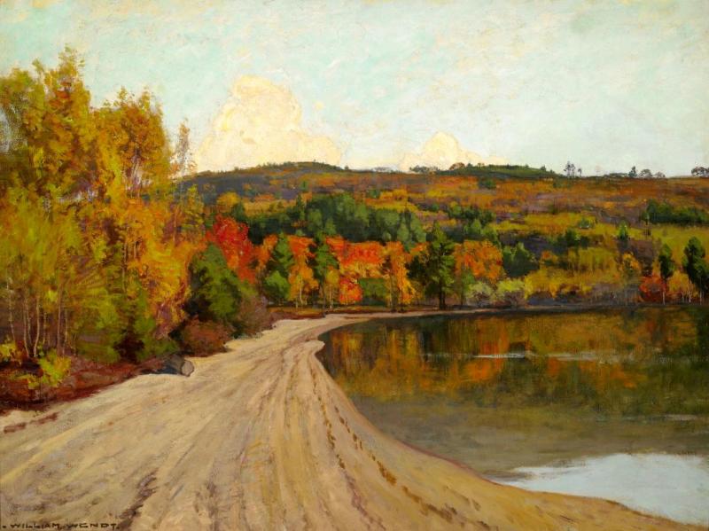 Reflections Along A Lake's Edge Artwork by William Wendt