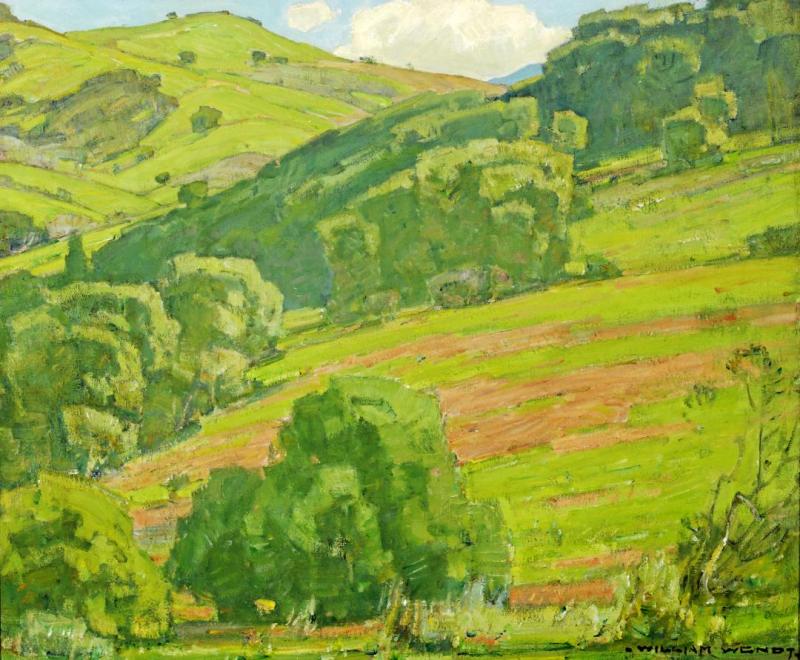 Trees Along The Foothills Artwork by William Wendt