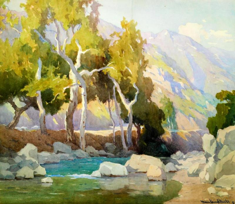 Trees And Stream Artwork by Marion Kavanaugh Wachtel