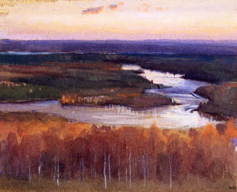 Autumn Landscape With A River I, 1895 Artwork by Eero Nicolai Jarnefelt