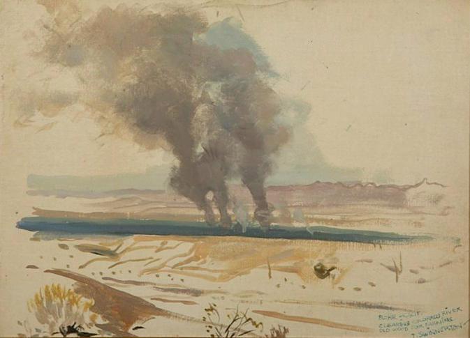 Blythe-california, Clearing Colorado River, Old Wood For Farming Artwork by James Swinnerton