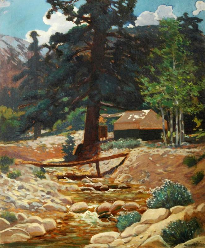 Coldbrook Camp, San Gabriel Canyon, Ca, 1910 Artwork by James Swinnerton