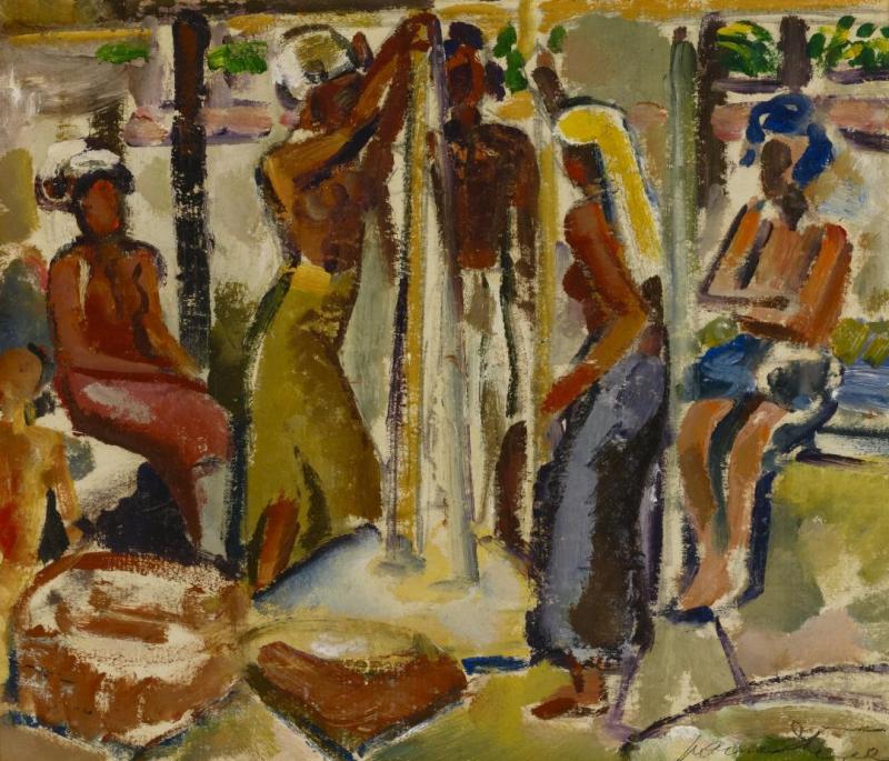 Bali, Rice Market Artwork by Maurice Sterne
