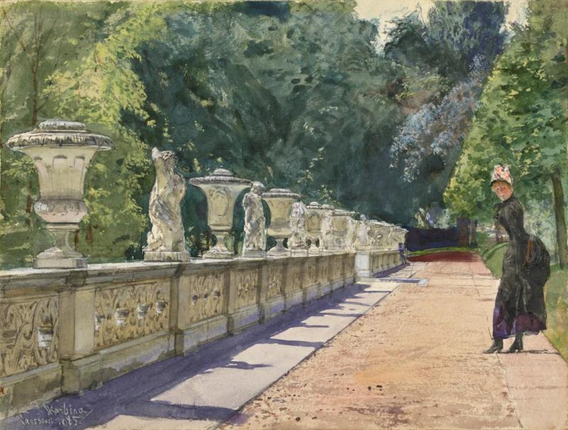 A Promenade In The Park At Sanssouci, 1885 Artwork by Franz Skarbina