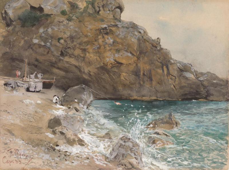 The Beach At Marina Piccola, Capri, 1883 Artwork by Franz Skarbina