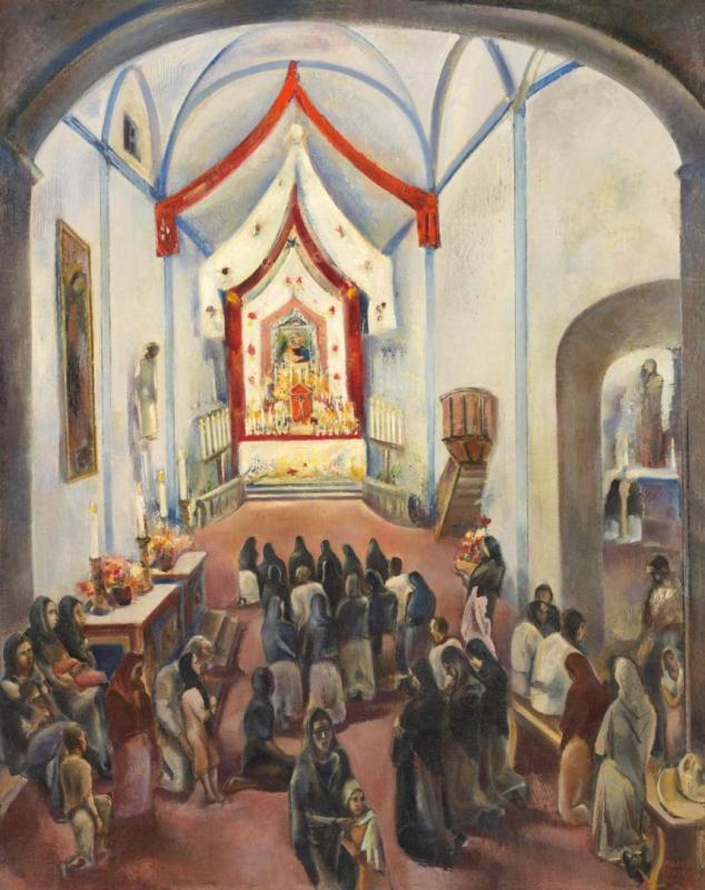 Mexican Church Interior, 1934-5 Artwork by Maurice Sterne