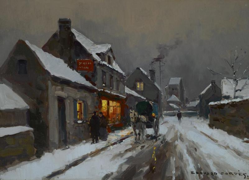 Soir De Neige I Artwork by Edouard Léon Cortes