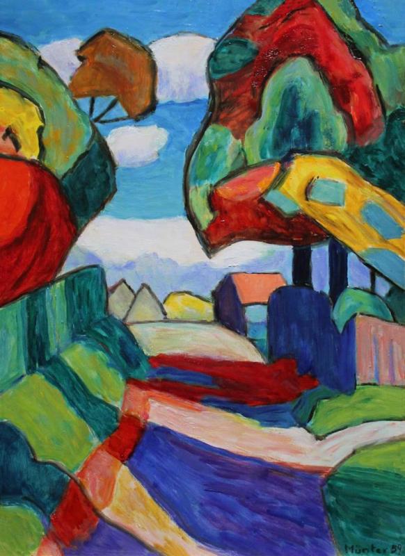 Road In A Multicolored October, 1959 Artwork by Gabriele Münter