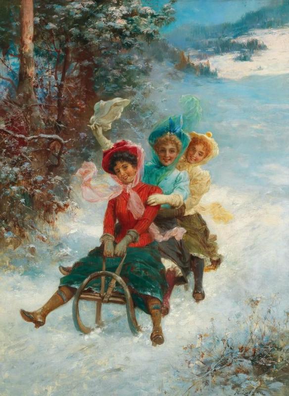 The Sledge Ride Artwork by Hans Zatzka