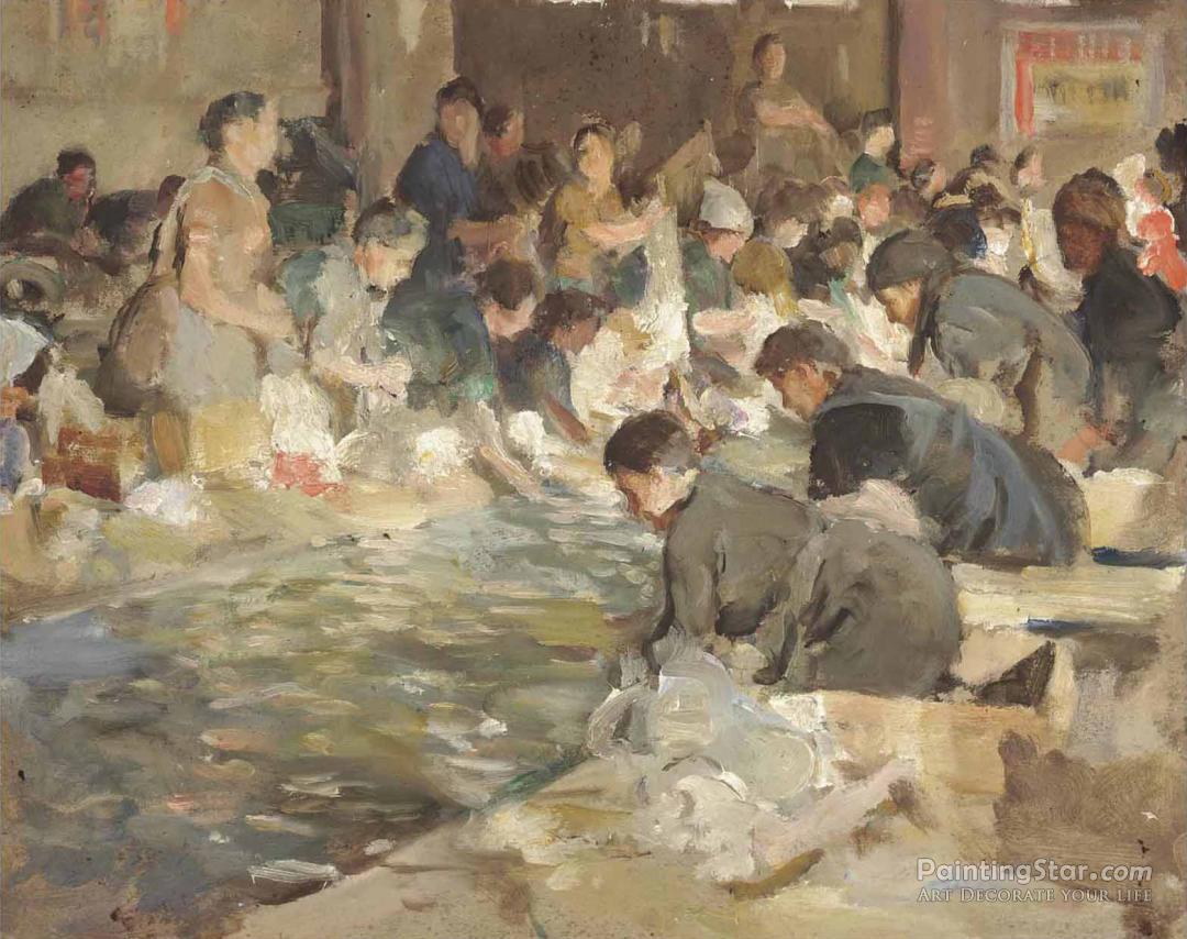 Washerwomen At Antibes I Artwork by Solomon Joseph Solomon
