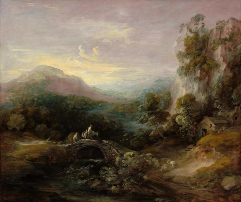 Mountain Landscape With Bridge, C. 1783-1784 Artwork by Thomas Gainsborough