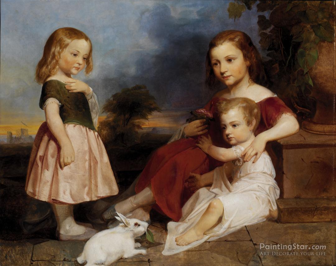 Portrait Of The Downer Children, 1850 Artwork by Peter Frederick Rothermel