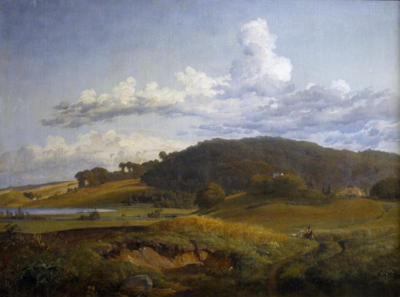View From Vindertod Towards Heidelberg Near Frederikswerk, With The Home Of Lundbye's Parents, 1839 Artwork by Johan Thomas Lundbye
