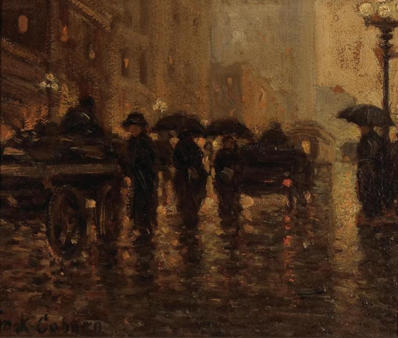 Rainy City Street Artwork by Frank Coburn