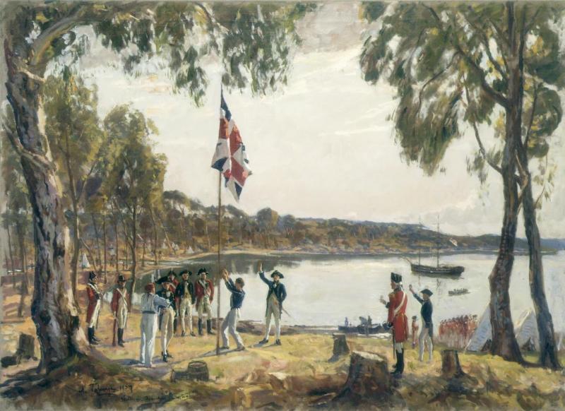 The Founding Of Australia. By Capt. Arthur Phillip R.n. Sydney Cove, Jan. 26th 1788, 1937 Artwork by Algernon Talmage