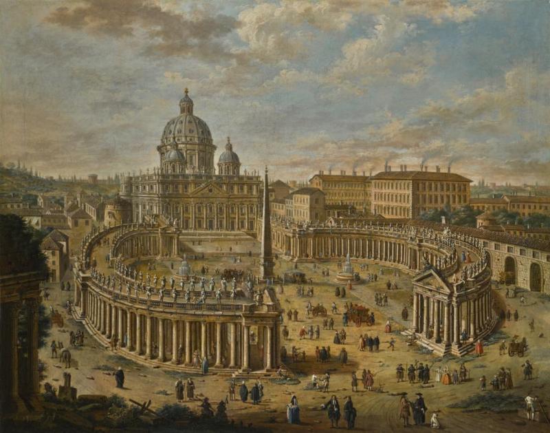 Rome, A Panoramic View Of Saint Peter's Square, The Basilica Beyond Artwork by Jacopo Fabris