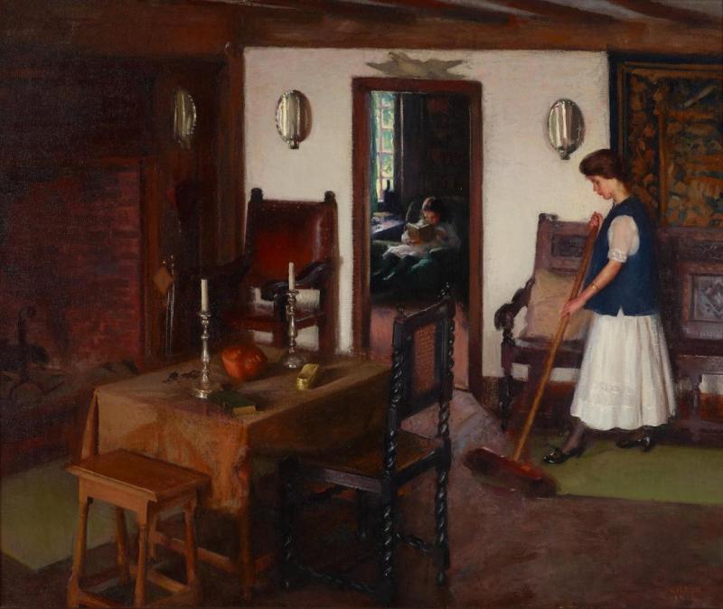 Girl Sweeping, 1912 Artwork by John Hubbard Rich
