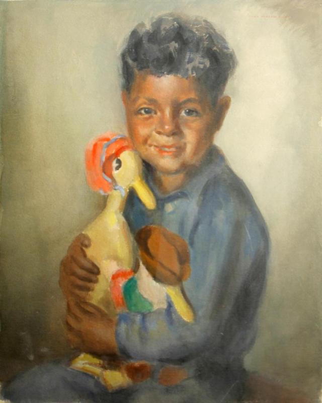 Portrait Of A Young Boy Holding Toys Artwork by John Hubbard Rich