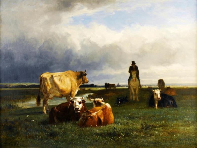 Pâturages Dans La Vallée De La Toucque Artwork by Constant Troyon