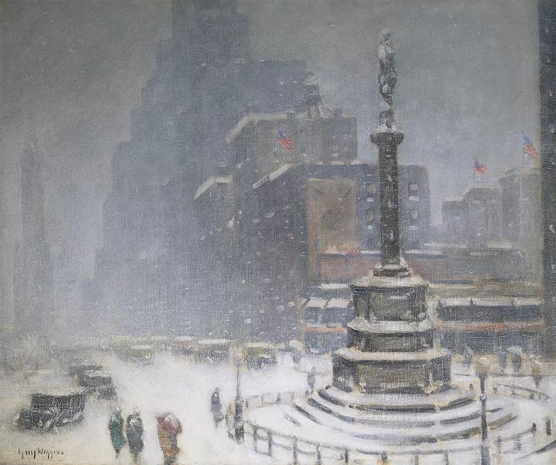 Columbus Circle, 1936 Artwork by Guy Wiggins