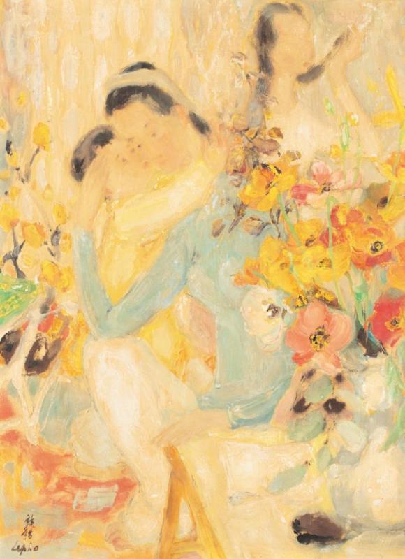 MaternitÉ Au Bouquet, Circa 1950-60 Artwork by Le Pho