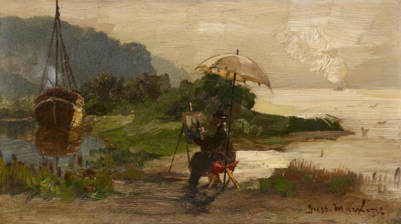 Landscape Painter At His Easel Artwork by Gustav Marx