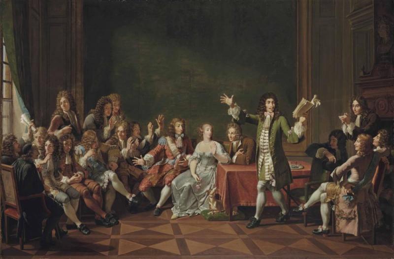 Molière Lisant Sa Comédie Du Tartuffe Chez Ninon De Lenclos Artwork by Nicolas-andré Monsiau
