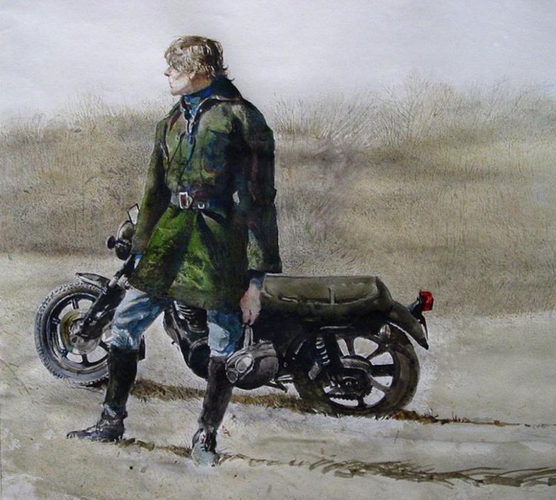 The Man And Motorcycle Artwork by Andrew Wyeth