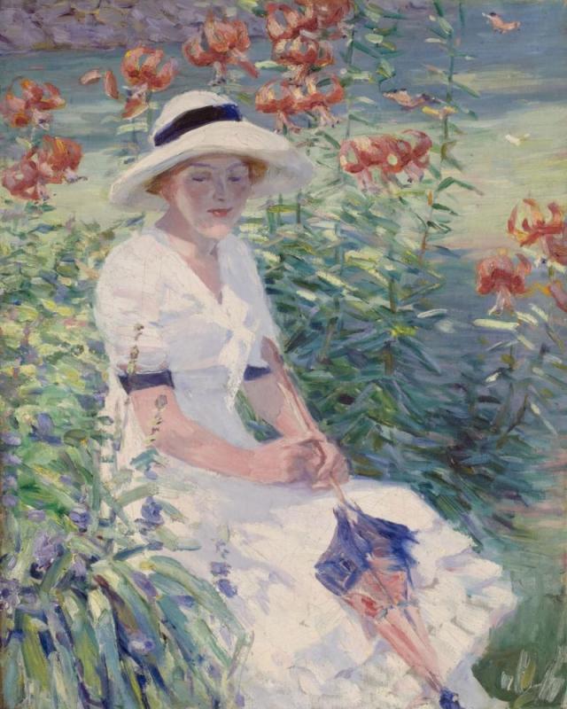 Lady With Parasol, 1915 Artwork by Catherine Wiley