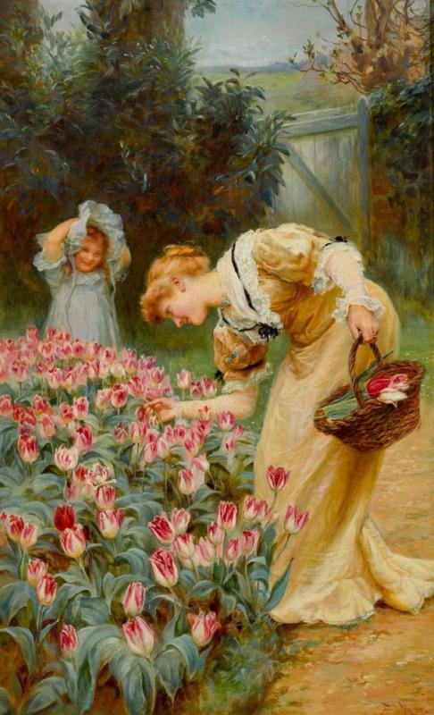 Picking Tulips Artwork by Frederick Morgan
