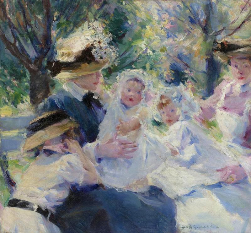 In Apron Strings, 1911 Artwork by Elizabeth Sparhawk-jones