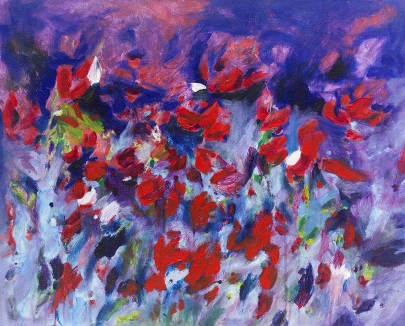 Abstract Red, Pink, And Purple Flower Garden, 2020 Artwork by Phillip Jones