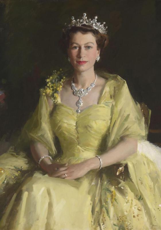 Queen Elizabeth Ii Wattle Painting, 1954 Artwork by William Dargie