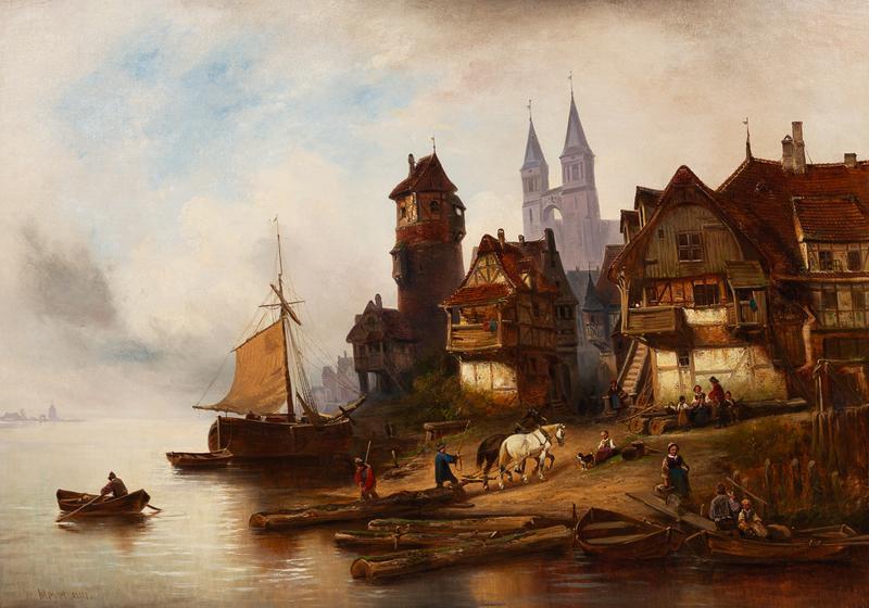 On The Banks Of The Scheldt River Artwork by Wilhelm Alexander Meyerheim